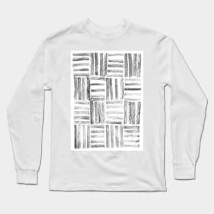 Black and White Minimal Lines - Abstract Charcoal Drawing Long Sleeve T-Shirt